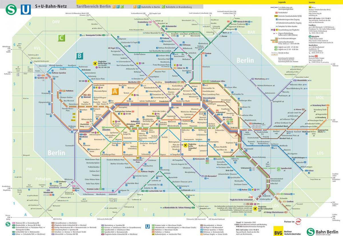 ベルリンの公共交通機関地図