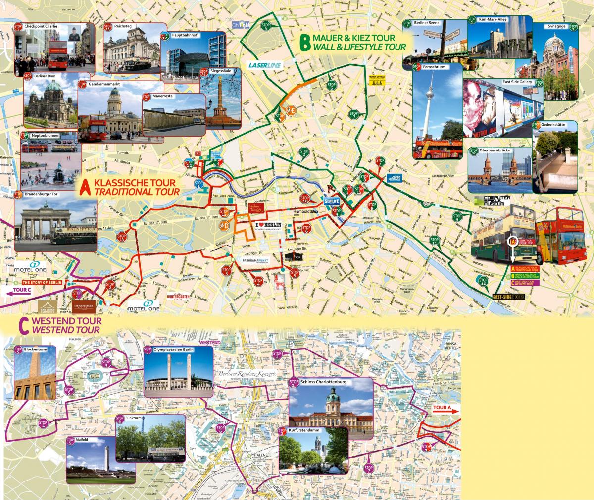 ベルリン観光バスの地図
