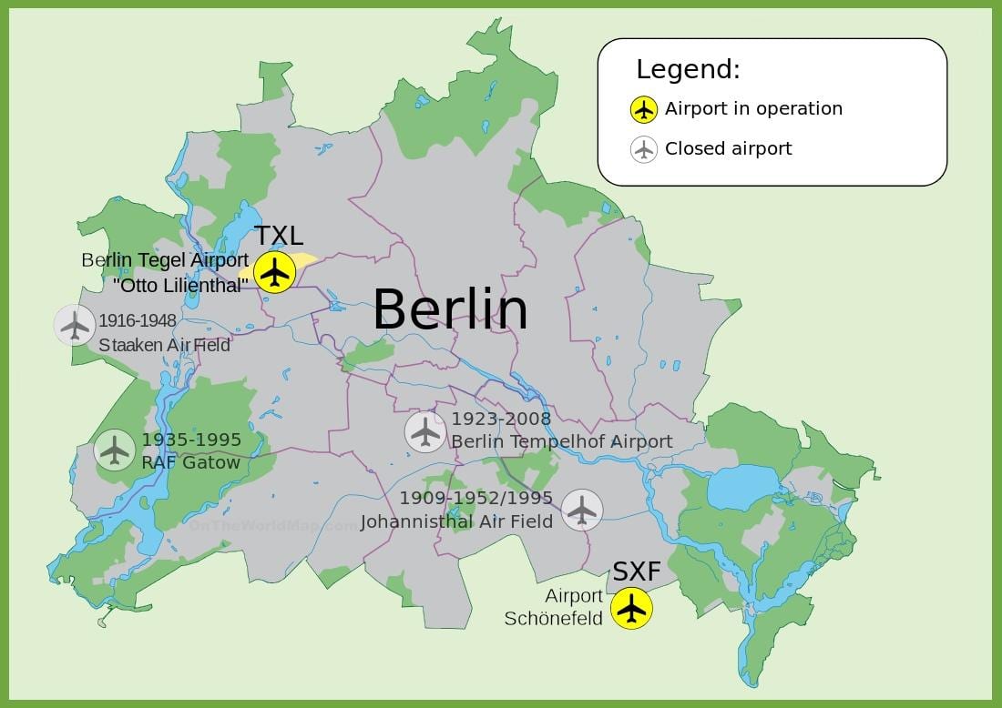 地図のテンペルホーフ空港