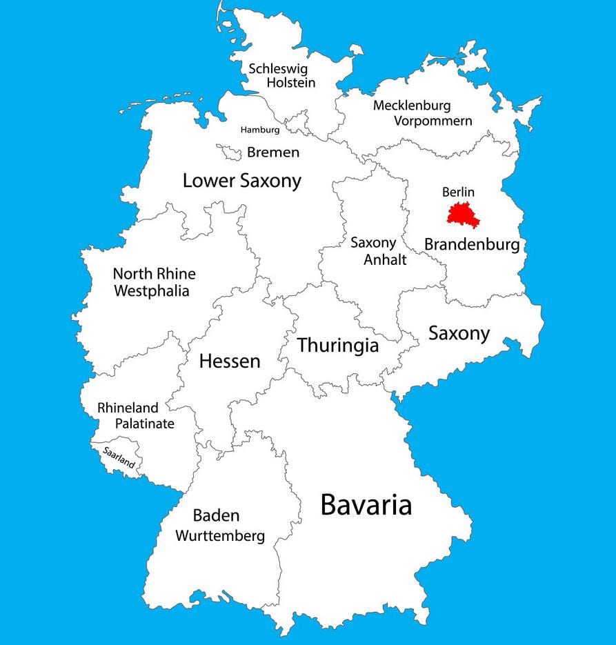 地図のドイツを示すベルリン