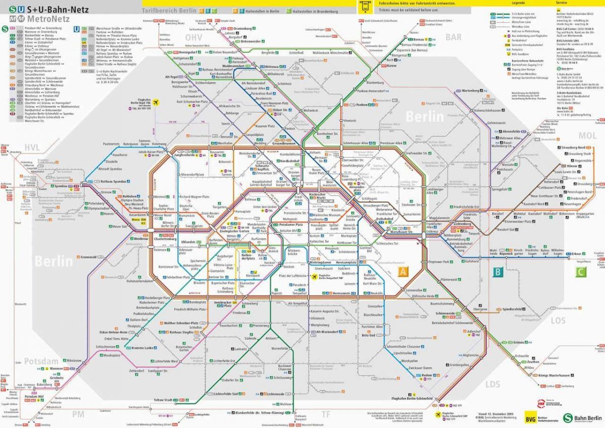 ベルリンの公共交通機関の地図