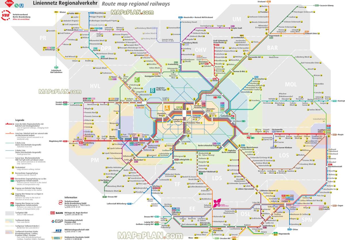 地図のベルリン地方鉄道 