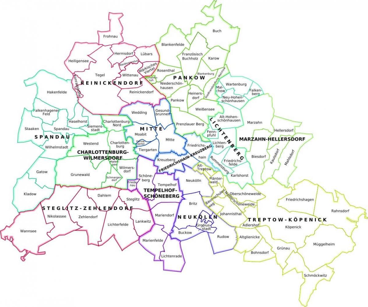 地図のベルリンおよび周辺地域