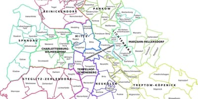 地図のベルリンおよび周辺地域